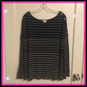Old Navy Long Sleeve Boatneck Teeshirt Black Gray